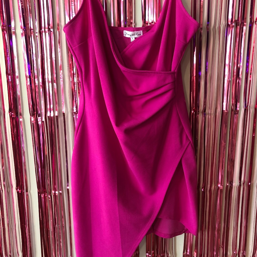 Pink V-neck Dress